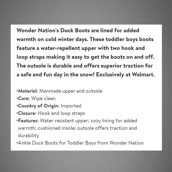 Toddler Boys Water & Skid Resistant Temperature Rated Winter Duck Boots Size 10 - Picture 4 of 11